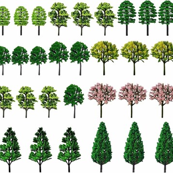 Fonyiunce zestaw 30 drzewek modelarskich 3,5–7 cm – elementy makiet i dioram