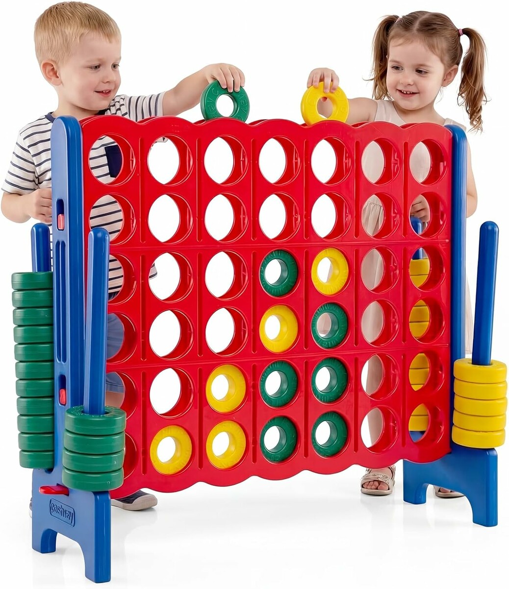 COSTWAY Gigantyczna gra Cztery w rzędzie 115 x 37,5 x 104 cm – gra rekreacyjna do ogrodu, niebieska