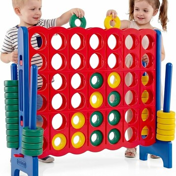 COSTWAY Gigantyczna gra Cztery w rzędzie 115 x 37,5 x 104 cm – gra rekreacyjna do ogrodu, niebieska