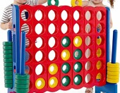 COSTWAY Gigantyczna gra Cztery w rzędzie 115 x 37,5 x 104 cm – gra rekreacyjna do ogrodu, niebieska – zdjęcie 1