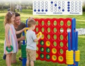 COSTWAY Gigantyczna gra Cztery w rzędzie 115 x 37,5 x 104 cm – gra rekreacyjna do ogrodu, niebieska – zdjęcie 4
