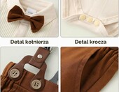ZOEREA – 4-częściowy zestaw ubranek dla chłopca na chrzest i wesele, beżowy – zdjęcie 4