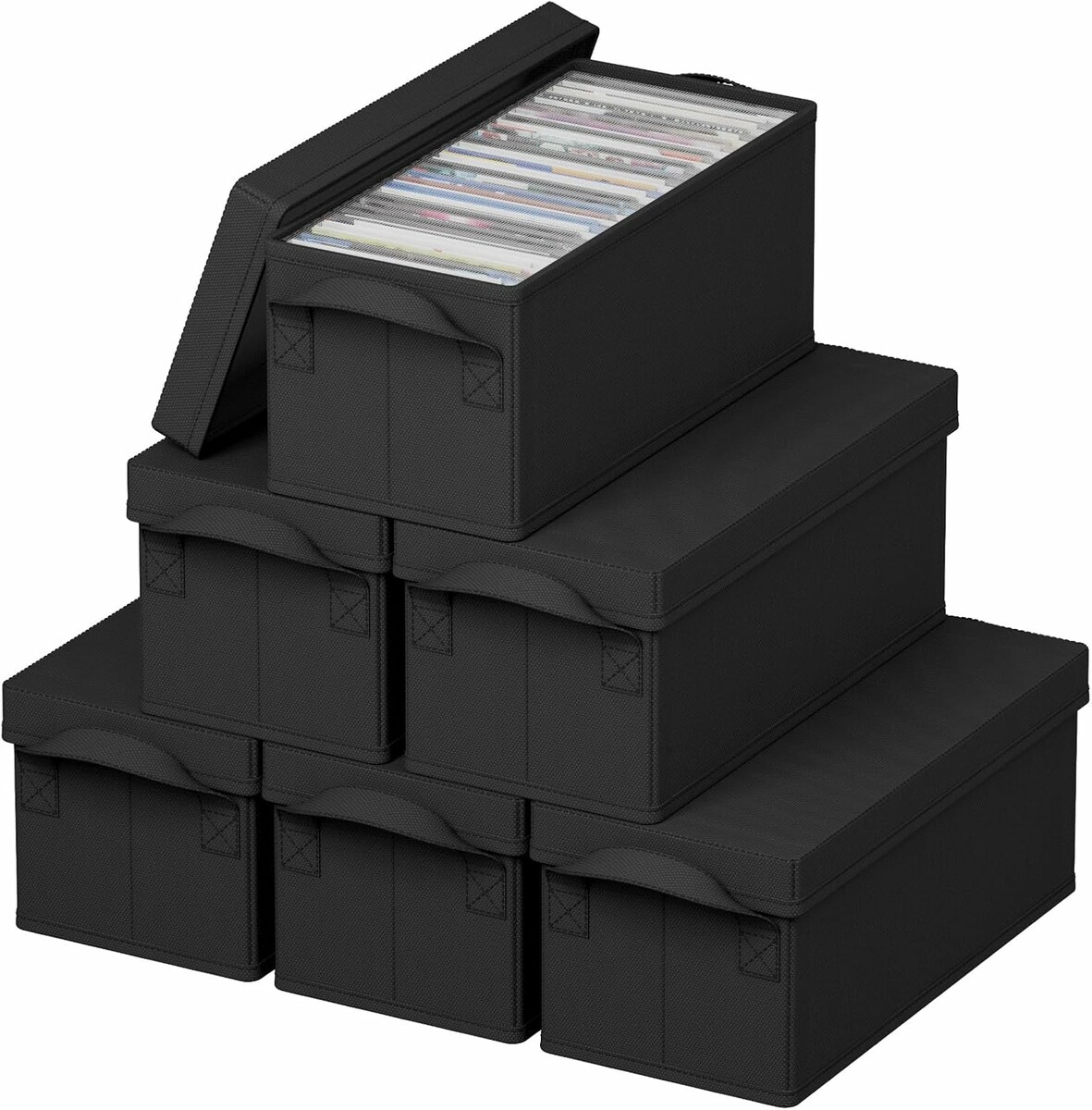Lifewit 24517 – zestaw 6 składanych pudełek na płyty CD, czarne