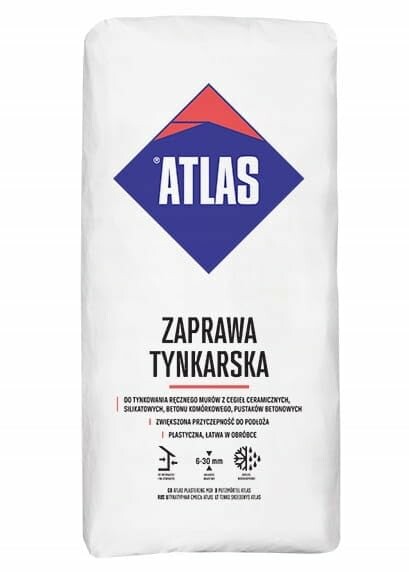 Atlas zaprawa tynkowa cementowa kat. III, 25 kg
