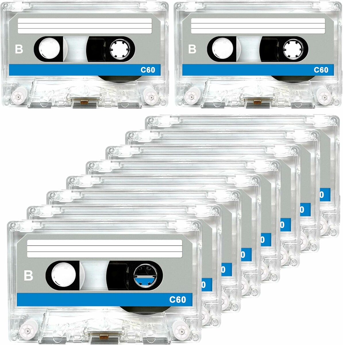 GAOUTO puste kasety audio 60 min – zestaw 10 sztuk