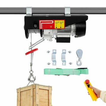HUOMMG – elektryczna wciągarka linowa 230 V 125/250 kg z pilotem (mini winda)
