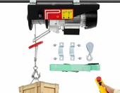 HUOMMG – elektryczna wciągarka linowa 230 V 125/250 kg z pilotem (mini winda) – zdjęcie 1