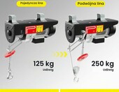 HUOMMG – elektryczna wciągarka linowa 230 V 125/250 kg z pilotem (mini winda) – zdjęcie 2