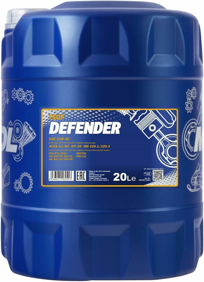 MANNOL Defender 10W-40 API SL/CF – olej silnikowy do samochodów, 20 l