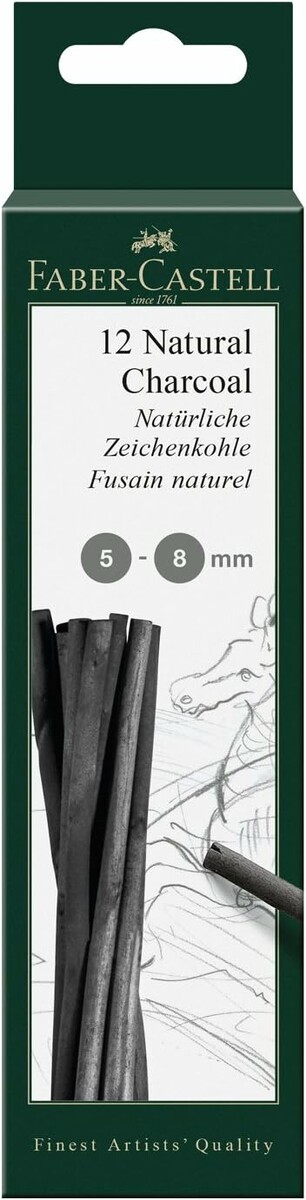 Faber-Castell Pitt węgiel rysunkowy naturalny 5-8 mm, 12 sztuk