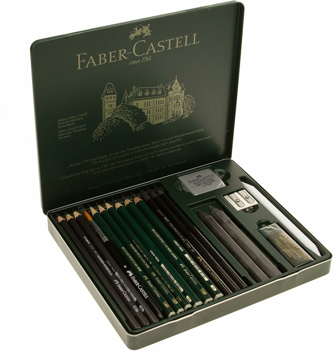 Faber-Castell Pitt Graphite zestaw do rysowania 19 elementów w metalowym etui