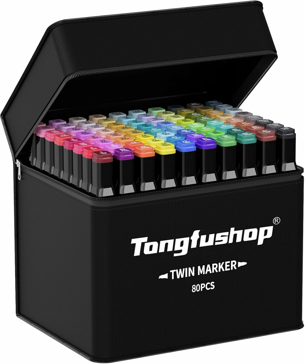 Tongfushop zestaw 80 markerów alkoholowych z podwójną końcówką