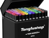 Tongfushop zestaw 80 markerów alkoholowych z podwójną końcówką – zdjęcie 1