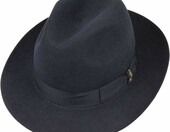 Borsalino kapelusz fedora z filcu zajęczego – włoski, niebieski, uniseks – zdjęcie 2