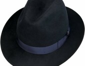 Borsalino kapelusz fedora z filcu zajęczego – włoski, niebieski, uniseks – zdjęcie 4