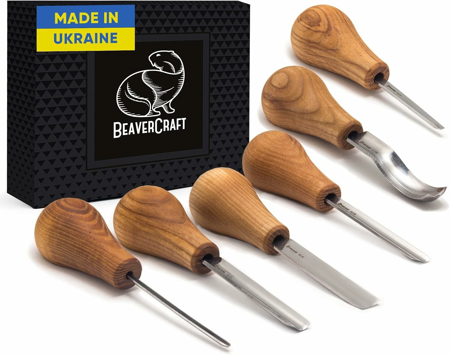 BeaverCraft SC05 – zestaw 6 dłut do rzeźbienia w drewnie, stal węglowa