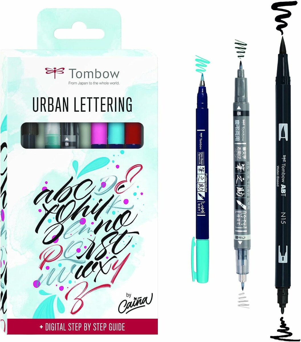 Tombow Urban Lettering – zestaw 6 pisaków pędzelkowych do kaligrafii i liternictwa