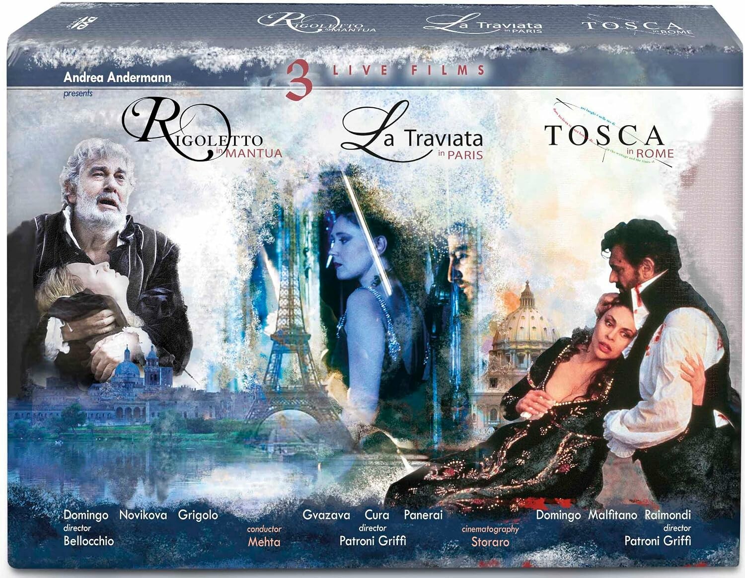 Three Live Operas – Rigoletto, La Traviata i Tosca, zestaw 4 płyt DVD