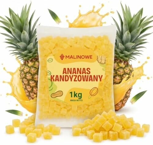 Malinowe ananas kandyzowany w kostce 1 kg – owoce kandyzowane