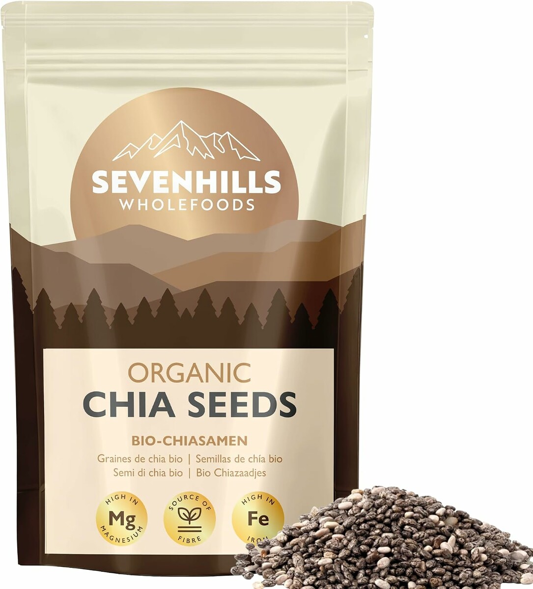Sevenhills Wholefoods organiczne nasiona chia 1 kg – surowe, certyfikat bio