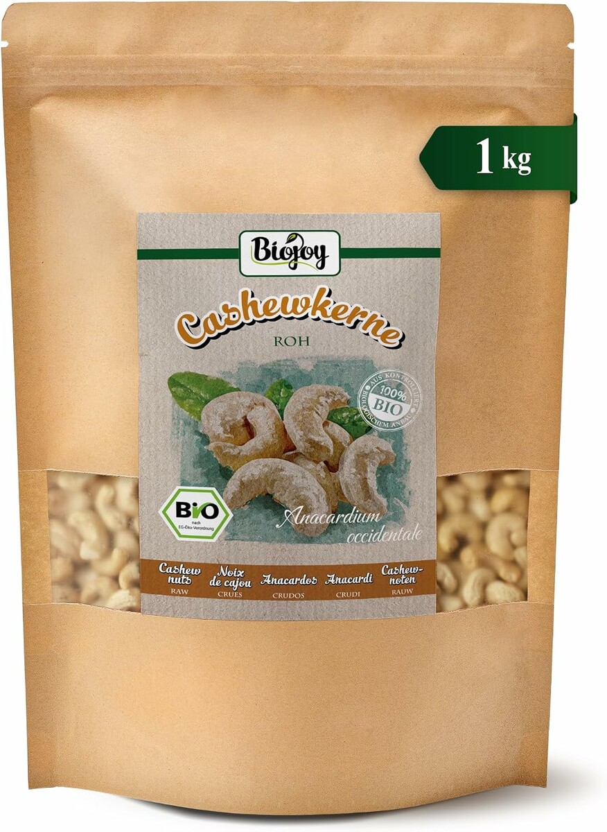 Biojoy BIO orzechy nerkowca 1 kg – całe, surowe, niesolone