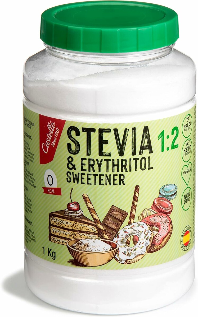 Castello Stevia + Erytrytol 1:2 1 kg – słodzik 0 kcal, 1 g = 2 g cukru