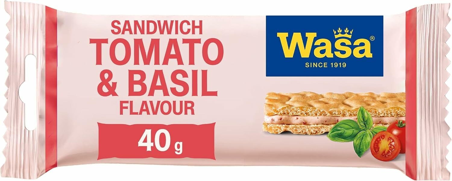Wasa Sandwich pomidor i bazylia – pieczywo chrupkie z serem, 24 x 40 g