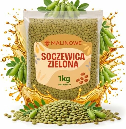 Malinowe soczewica zielona 1 kg – suszone nasiona roślin strączkowych