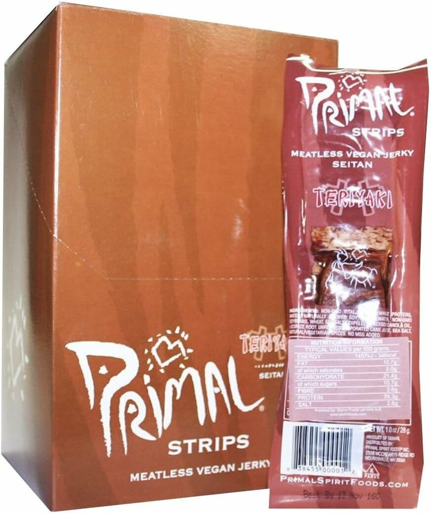 Primal Vegan Jerky Teriyaki 11 x 28 g – wegańska przekąska z seitanu