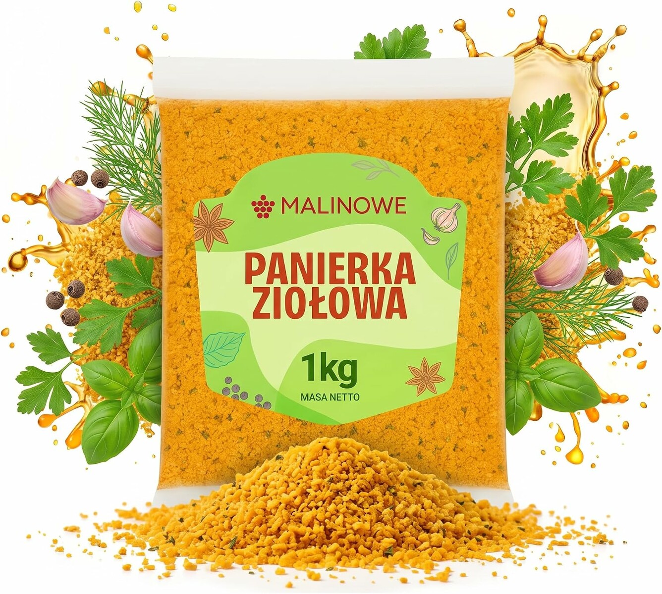 Malinowe panierka ziołowa 1 kg – do mięs, ryb, warzyw i serów
