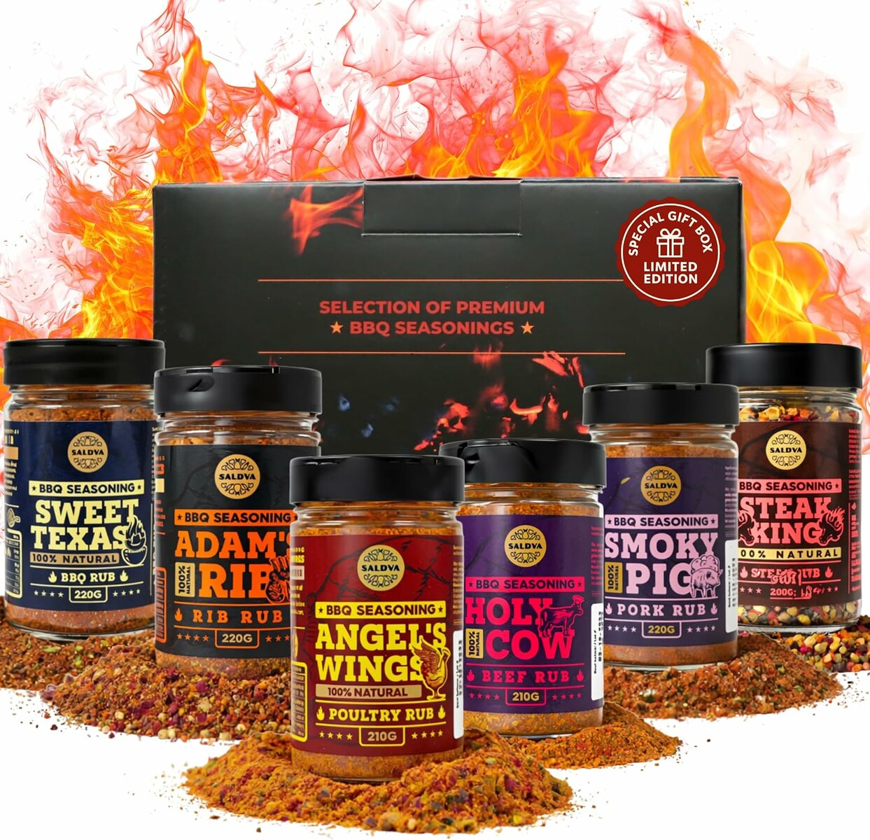 SALDVA zestaw prezentowy BBQ Rub Meat Lovers – 6 przypraw do grilla