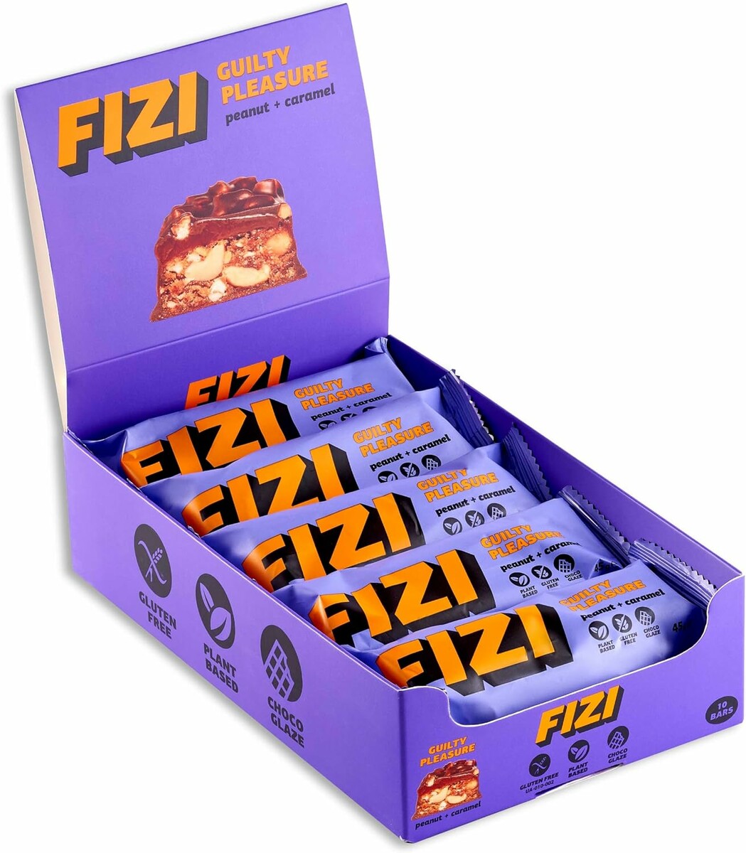 FIZI wegańskie batony czekoladowe orzech ziemny i karmel 10 x 45 g