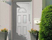 vidaXL drzwi wejściowe zewnętrzne 98 x 198 cm – prawe, białe, rama PVC – zdjęcie 1