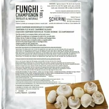 Scherini Valtellina pieczarki trifolati 1,3 kg – grzyby w zalewie do gastronomii