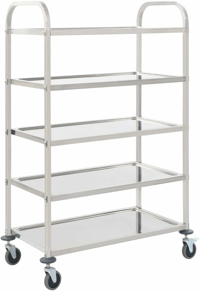vidaXL 50917 – 5-poziomowy wózek kelnerski ze stali nierdzewnej 107 x 55 x 147 cm