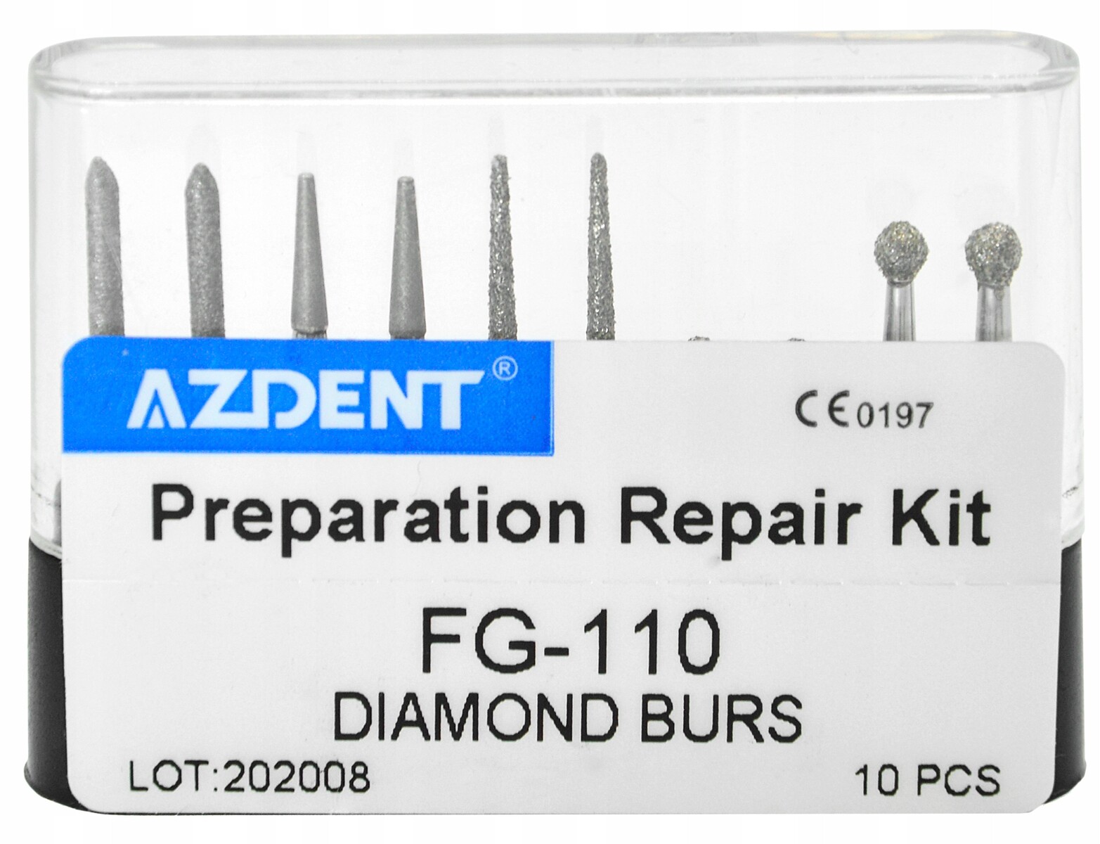 Komplet 10 wierteł diamentowych Azdent FG-110 (stan nowy)
