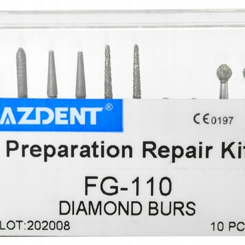 Komplet 10 wierteł diamentowych Azdent FG-110 (stan nowy)
