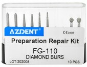 Komplet 10 wierteł diamentowych Azdent FG-110 (stan nowy) – zdjęcie 1