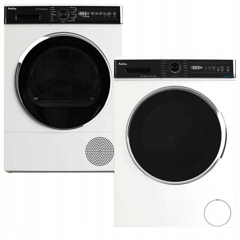 Amica WA3S712BLiSHB + AD3S72LHB – zestaw pralka i suszarka 7/7 kg, biały