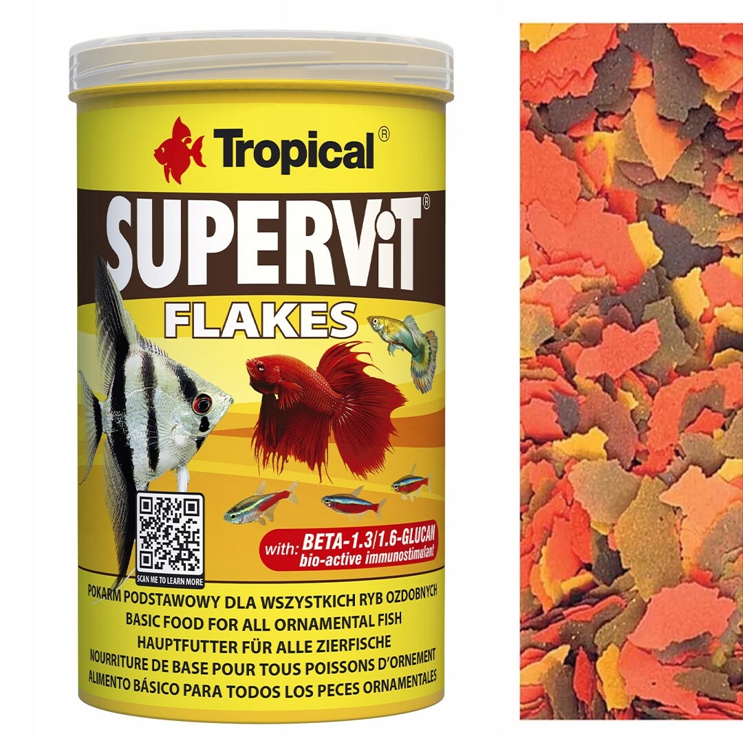 Tropical Supervit Flakes 1000 ml – wieloskładnikowy pokarm płatkowany dla ryb akwariowych