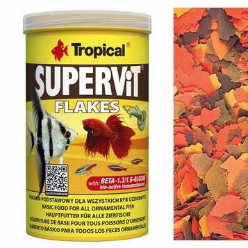 Tropical Supervit Flakes 1000 ml – wieloskładnikowy pokarm płatkowany dla ryb akwariowych