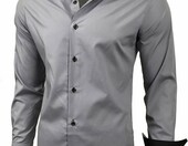 Baxboy B-44 koszula męska elegancka slim fit – łatwa w prasowaniu, szara – zdjęcie 1