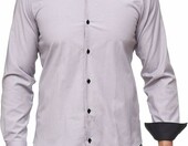 Baxboy B-44 koszula męska elegancka slim fit – łatwa w prasowaniu, szara – zdjęcie 2