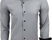Baxboy B-44 koszula męska elegancka slim fit – łatwa w prasowaniu, szara – zdjęcie 3