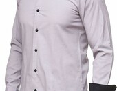 Baxboy B-44 koszula męska elegancka slim fit – łatwa w prasowaniu, szara – zdjęcie 5