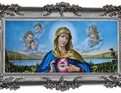 Lnxp Święta Rodzina – reprodukcja w barokowej ramie, stare srebro, 96 x 96 cm – zdjęcie 3