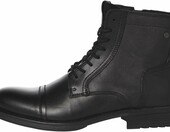JACK & JONES JFW Russel Leather – sztyblety męskie skórzane, antracytowe – zdjęcie 1