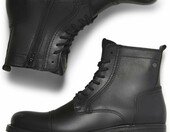 JACK & JONES JFW Russel Leather – sztyblety męskie skórzane, antracytowe – zdjęcie 4