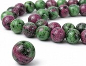 Perlin rubin w zoisycie – koraliki okrągłe 10 mm, 12 szt. – zdjęcie 1