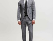 JACK & JONES JPR Franco – garnitur męski super slim fit, jasnoszary melanż – zdjęcie 3